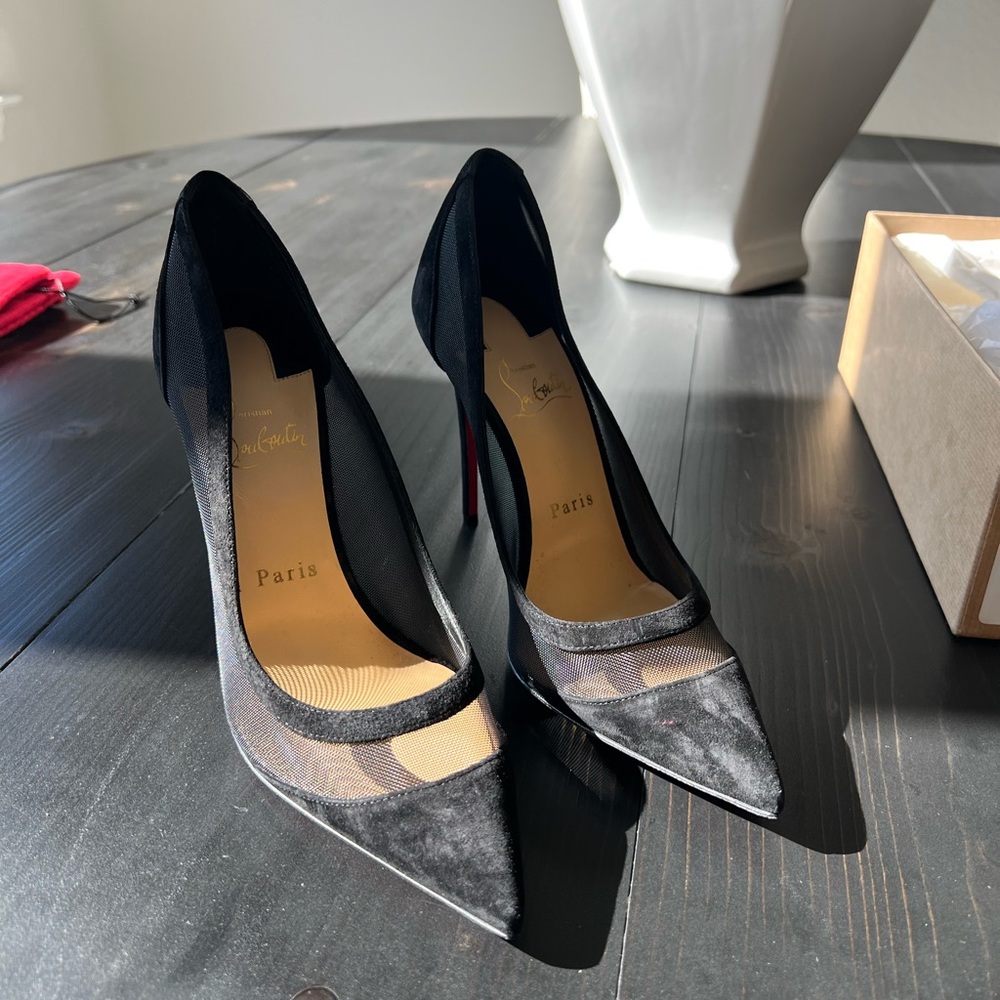 Christian Louboutin Black and Mesh Heels